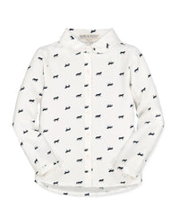 Hope & Henry Horse Print Peter Pan Collar Shirt