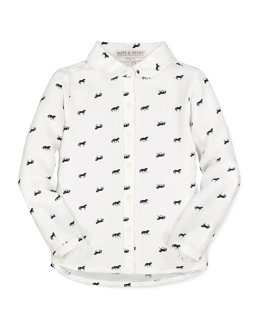 Hope & Henry Horse Print Peter Pan Collar Shirt
