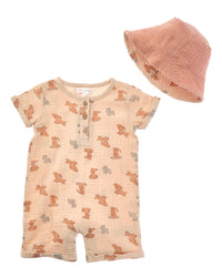 Adley & Hudson Adley & Hudson 2Pc Romper & Hat Set