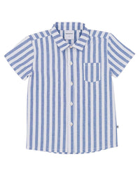 Bums & Roses Bums & Roses Blue Stripe Boy's Button Down Shirt