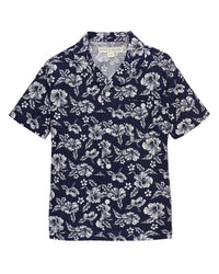 Hope & Henry Short Sleeve Camp Shirt Blue