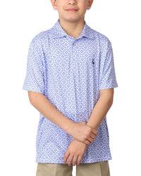 Tailorbyrd Floral Tile Printed Performance Polo Shirt