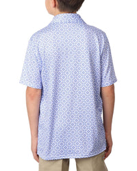 Tailorbyrd Floral Tile Printed Performance Polo Shirt