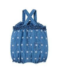 Janie And Jack Chambray Embroidered Floral Romper