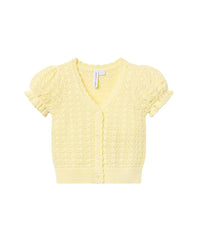 Janie And Jack Pointelle Puff Sleeve Cardigan