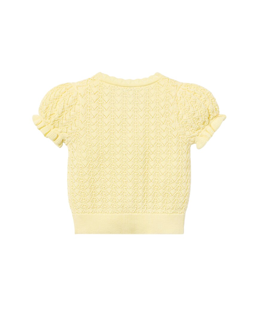 Janie And Jack Pointelle Puff Sleeve Cardigan