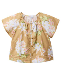 Janie And Jack Floral Pintuck Button Top