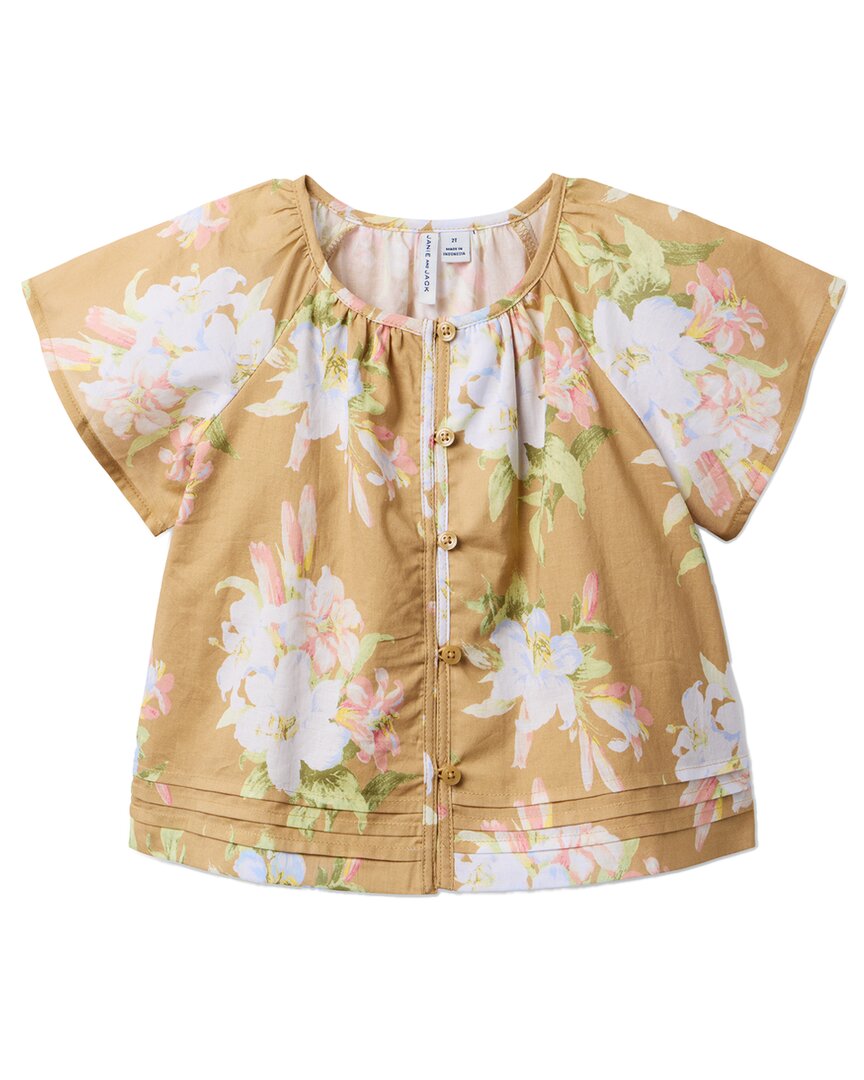 Janie And Jack Floral Pintuck Button Top