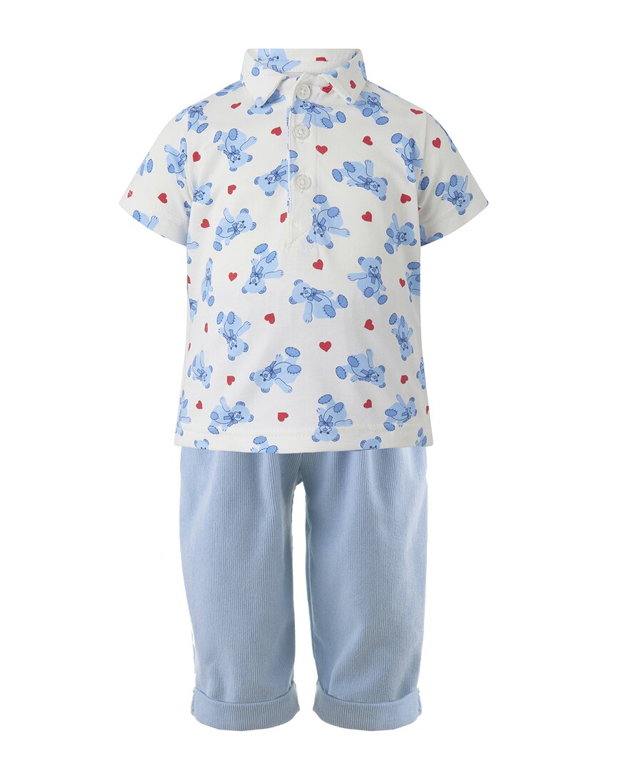 Rachel Riley Bear Hearts Polo Shirt & Pull-On Trouser Set