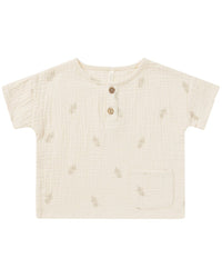Rylee + Cru Collective Woven Henley T-Shirt