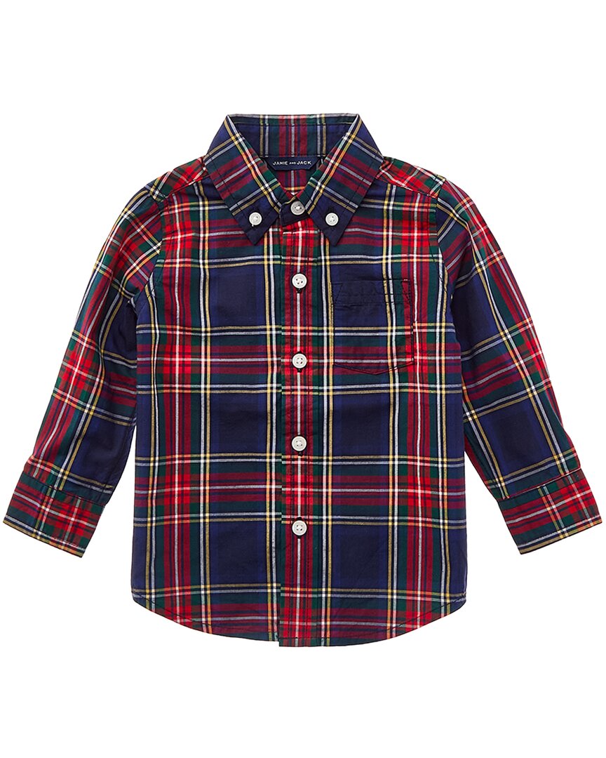 Janie And Jack Tartan Poplin Shirt