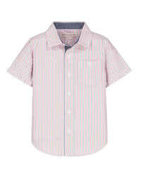 Hope & Henry Seersucker Short Sleeve Shirt Red 3T