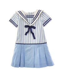 Pepa London Nautical Striped Pleated Linen Dress