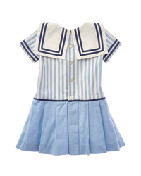 Pepa London Nautical Striped Pleated Linen Dress