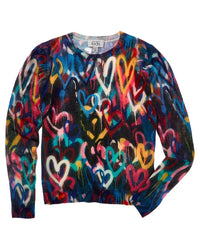 Autumn Cashmere Autumn Cashmere Graffiti Heart Print Wool & Cashmere-Blend Sweater