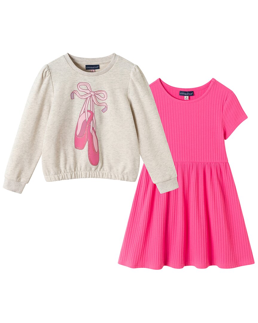 Andy & Evan French Terry Crewneck & Jersey Dress Set