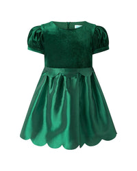 Rachel Riley Rachel Riley Green Taffeta Scalloped Dress