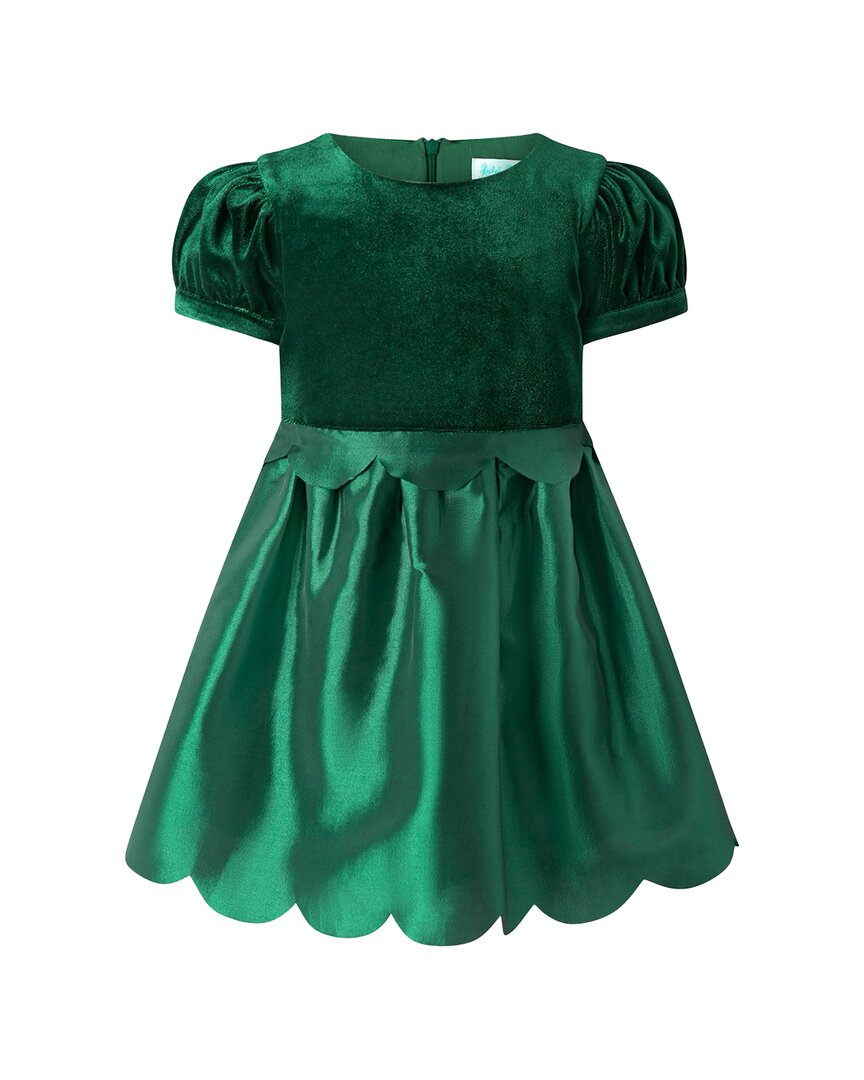 Rachel Riley Rachel Riley Green Taffeta Scalloped Dress