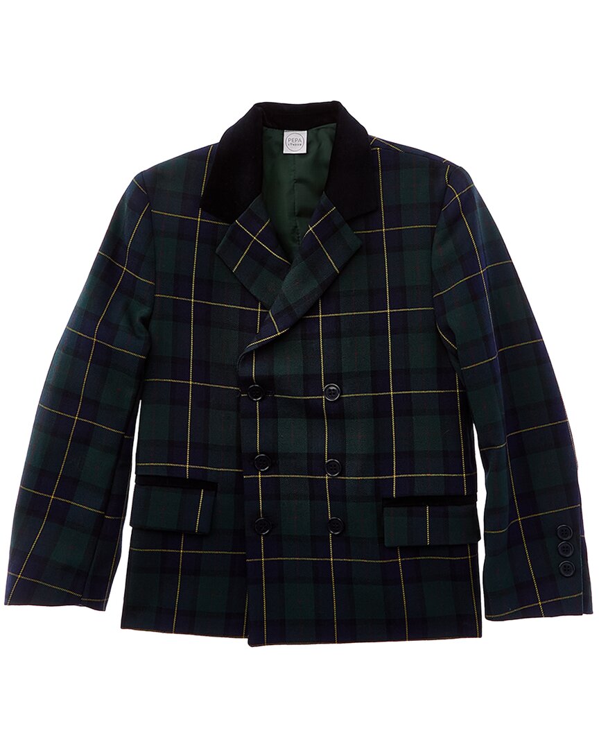 Pepa London Windsor Tartan Double-Breasted Wool-Blend Blazer