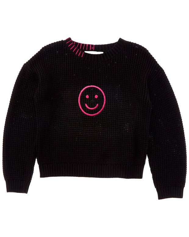 Central Park West Zeke Embroidered Smiley Pullover