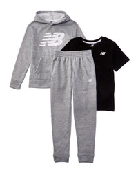 New Balance 3Pc Fleece Hoodie, T-Shirt & Jogger Set