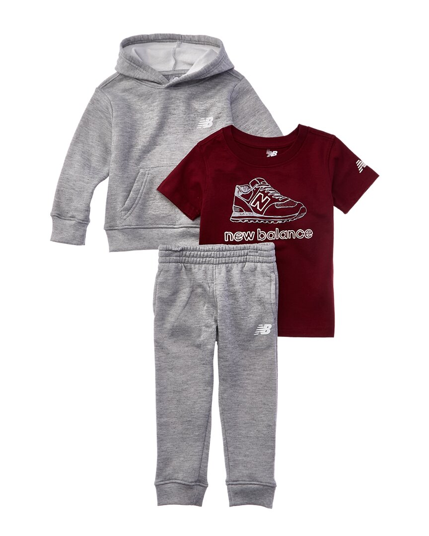 New Balance 3Pc Fleece Hoodie, T-Shirt & Jogger Set