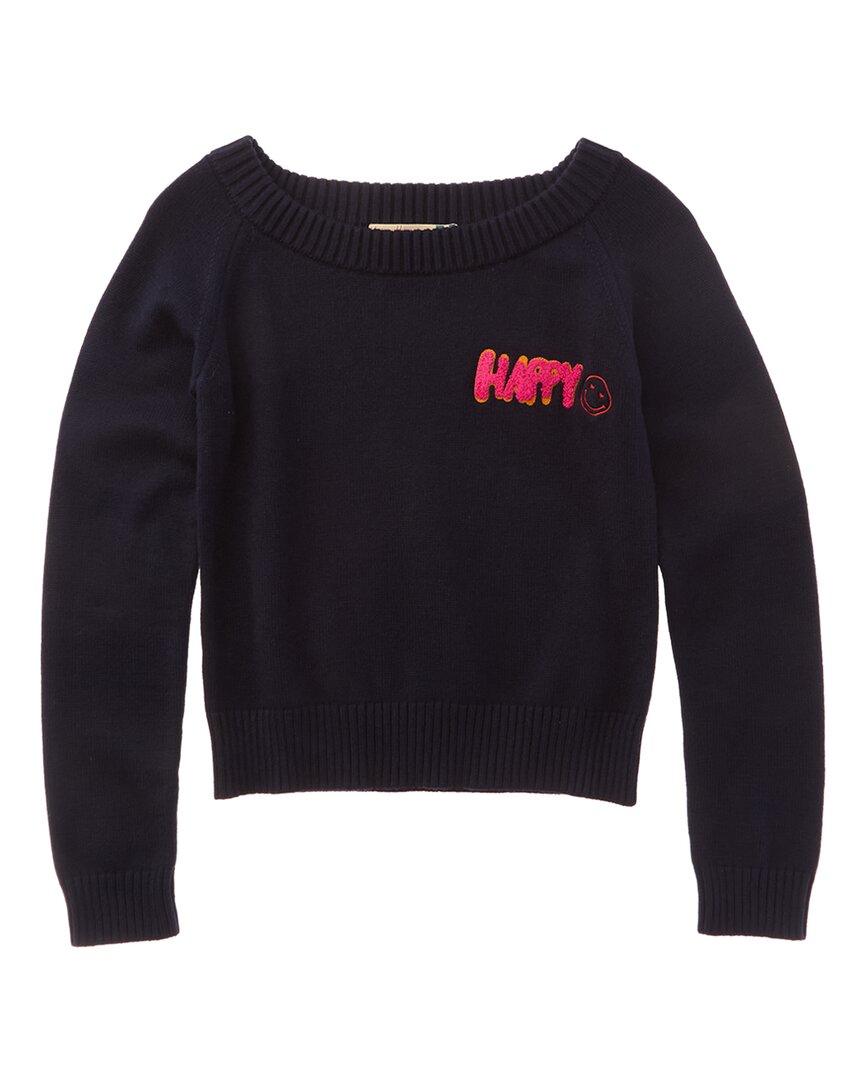 Vintage Havana Happy Applique Off-Shoulder Sweater