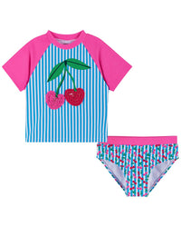 Andy & Evan Cherry Stripe Rashguard Set