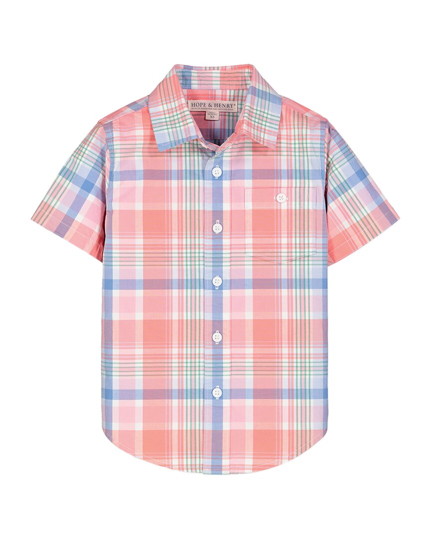 Hope & Henry Stretch Poplin Short Sleeve Shirt Pink 3T