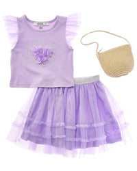 Badgley Mischka 3Pc Top, Skirt & Purse Set