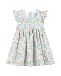 Lil Cactus Print Smocked Flutter Dress