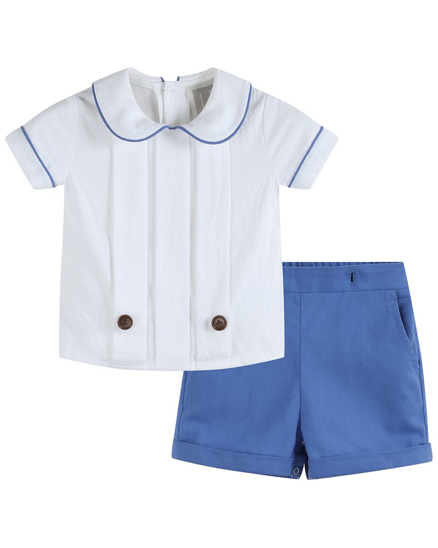 Lil Cactus Collared Top & Blue Button Short