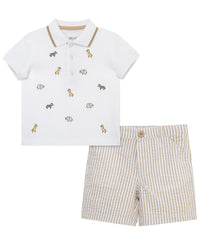 Little Me Safari Polo Short Set