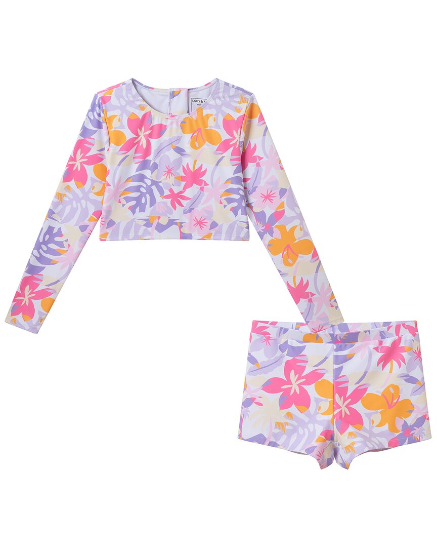 Andy & Evan Palm Print Rashguard Set