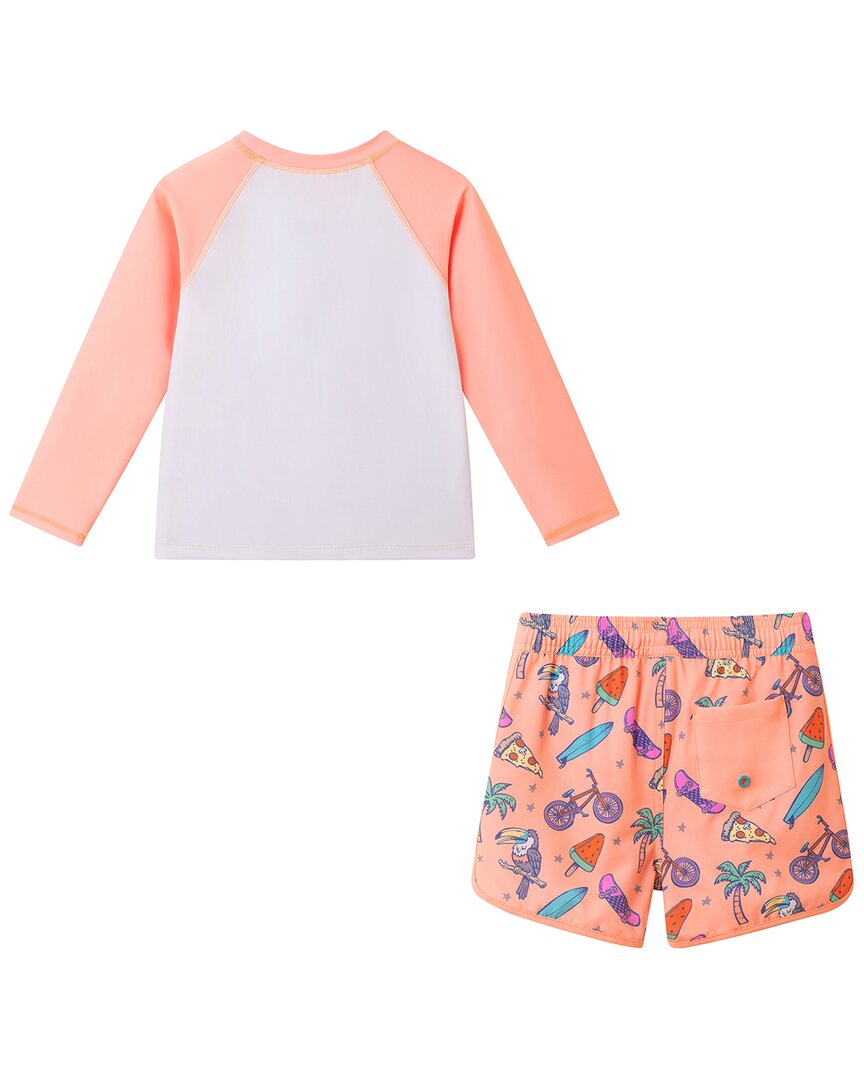 Andy & Evan Orange Palm Rashguard Set