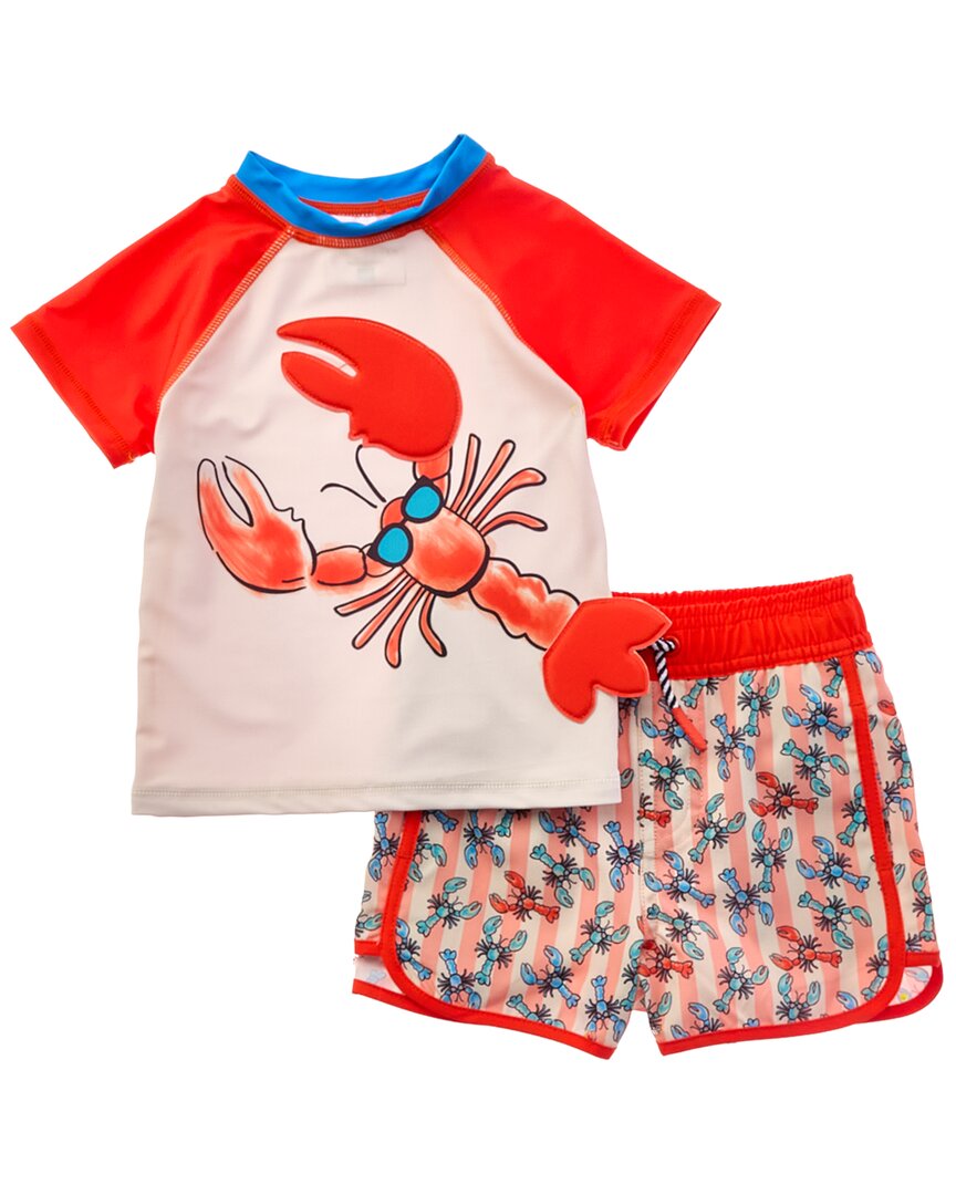 Andy & Evan Orange Lobster Rashguard Set