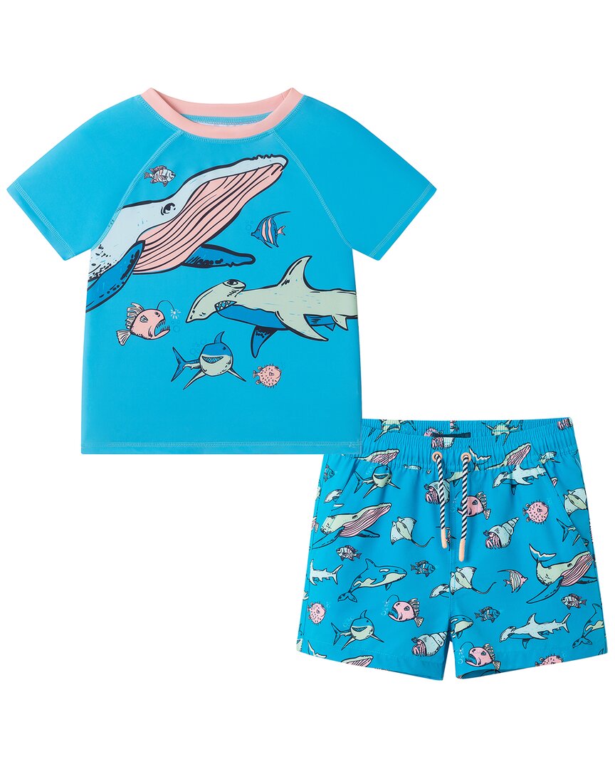 Andy & Evan 2Pc Aqua Deep Sea Graphic Rashguard Set