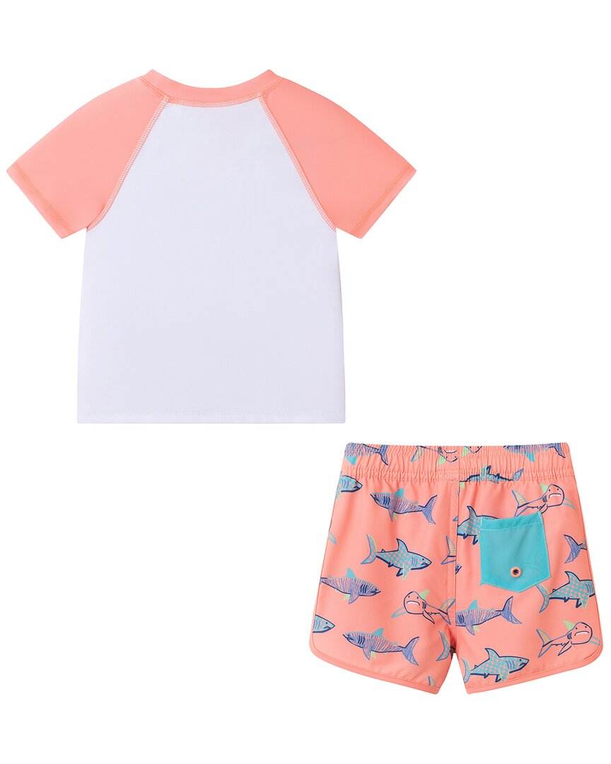Andy & Evan Neon Coral Shark Rashguard Set