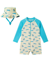 Andy & Evan Lime Gator Swim Romper