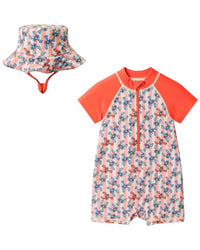 Andy & Evan Orange Lobster Swim Romper