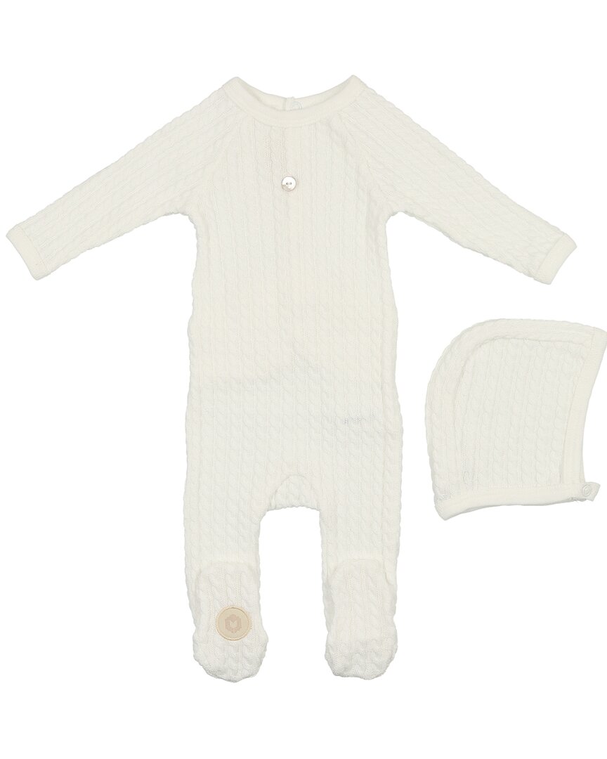 Mon Tresor Cable Knit Footie & Hat Set