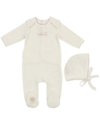 Mon Tresor Enfant Scripted Footie & Hat Set