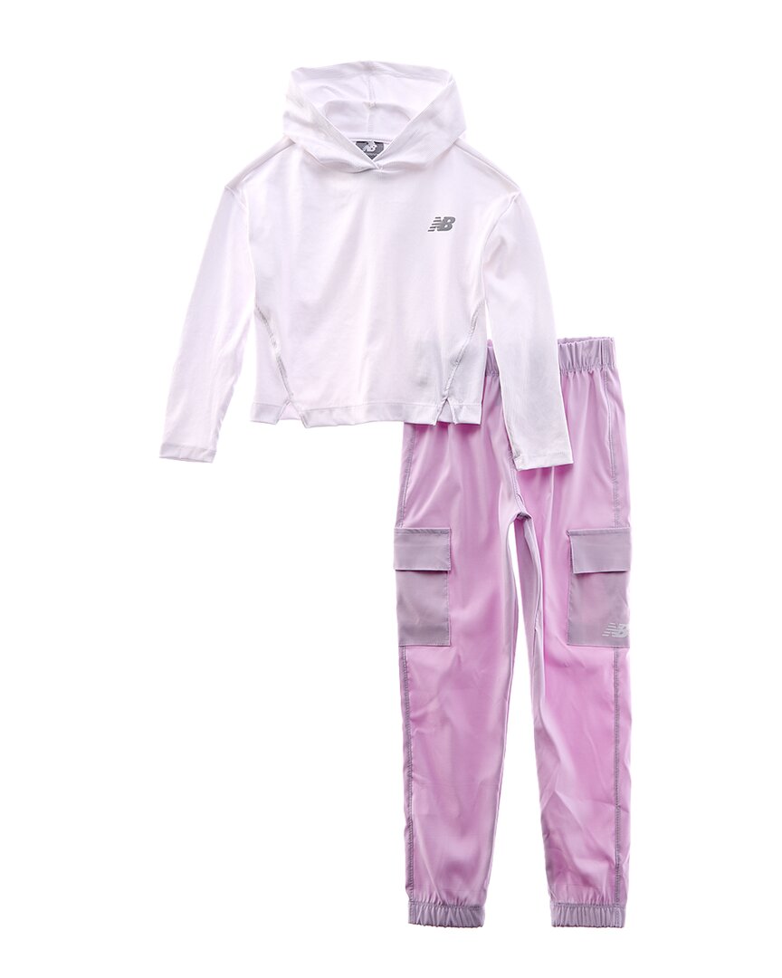New Balance 2Pc Rib Hoodie & Woven Pant Set