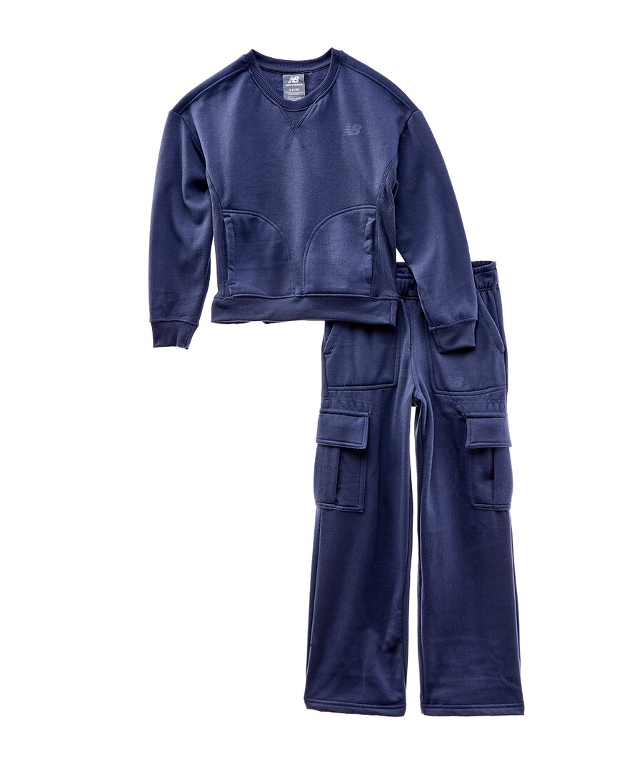 New Balance 2Pc Fleece Pullover & Cargo Pant Set