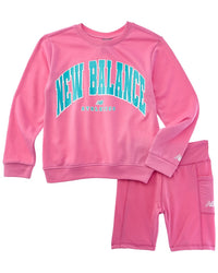 New Balance 2Pc Fleece Pullover & Bike Short Set