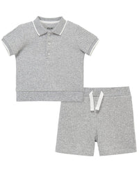 Little Me 2Pc Heather Grey Short Set