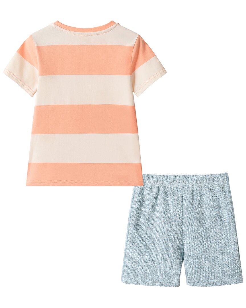 Andy & Evan Boys Orange Stripe Pocket Ss Tee Set