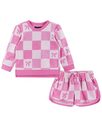 Andy & Evan Checkered Bow Terry Pullover