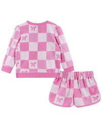 Andy & Evan Checkered Bow Terry Pullover