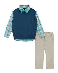 Andy & Evan Plaid Vest Set